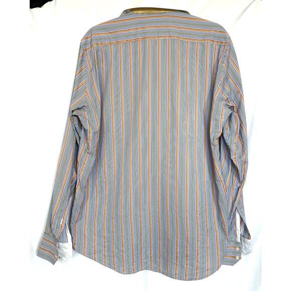 Robert Graham Multicolor Orange Blue Striped Button Up Shirt, Large - Picture 3 of 8